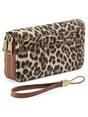 RFID Leather Wristlet Wallet for Women with Grip Strap